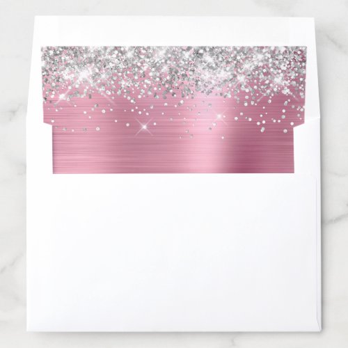 Silver Glitter Pink Ombre Foil Envelope Liner