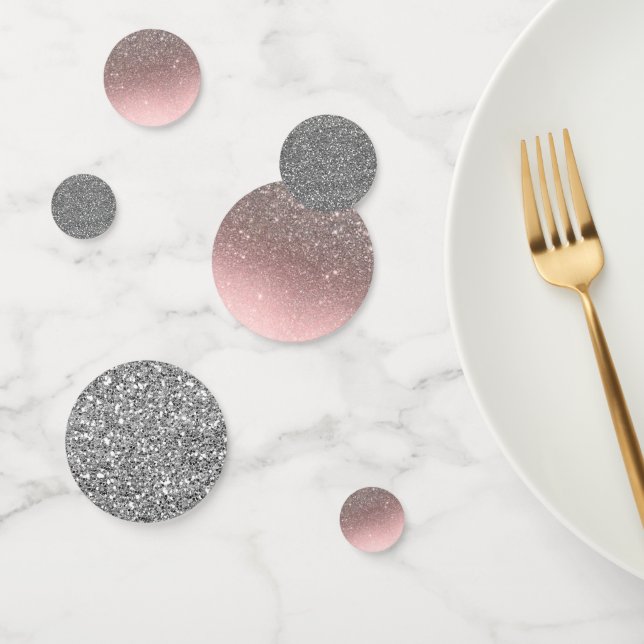 Silver Glitter Pink Sparkle Glam Birthday Party Confetti (Group)