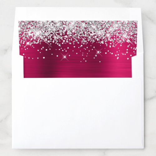 Silver Glitter Pink Wine Ombre Foil Envelope Liner