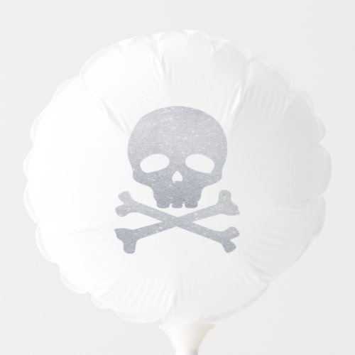 Silver Glitter Pirate Skull on White Background Balloon