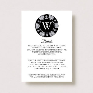 Silver Glitter Poker Chip Casino Wedding Detail Enclosure Card