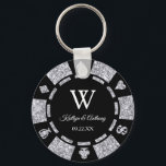 Silver Glitter Poker Chip Casino Wedding Favor Keychain<br><div class="desc">Celebrate in style with this trendy poker chip keychains. The design is easy to personalize with your own wording and your family and friends will be thrilled when they receive this fabulous party favor.</div>