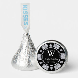 Silver Glitter Poker Chip Casino Wedding Hershey®'s Kisses®
