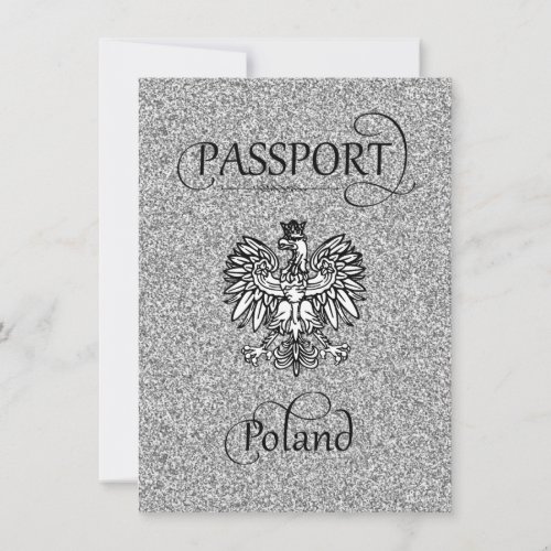 Silver Glitter Poland Passport Save the Date