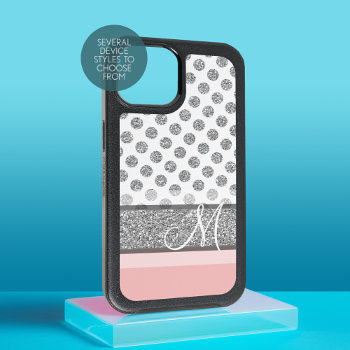 Silver Glitter Polka Dot Monogram Can Change Color Iphone 15 Case by icases at Zazzle