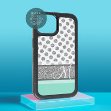 Silver Glitter Polka Dot Monogram Can CHANGE color