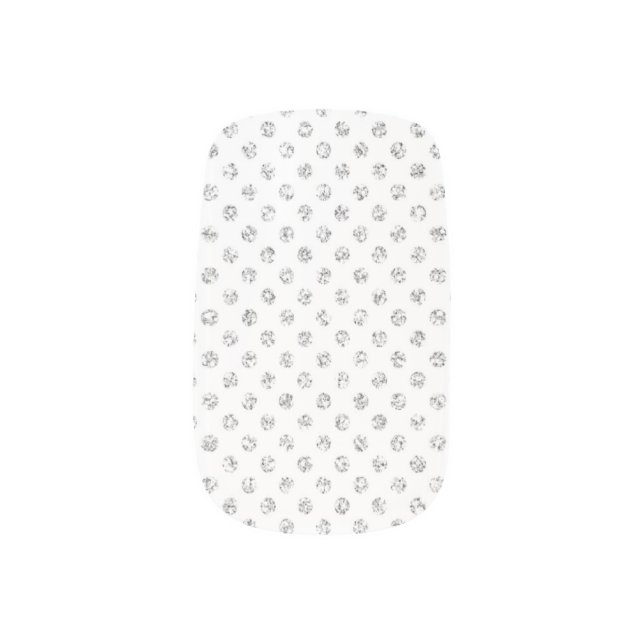 Silver Glitter Polkadot Nails Design Minx Nail Wraps (Right Thumb)