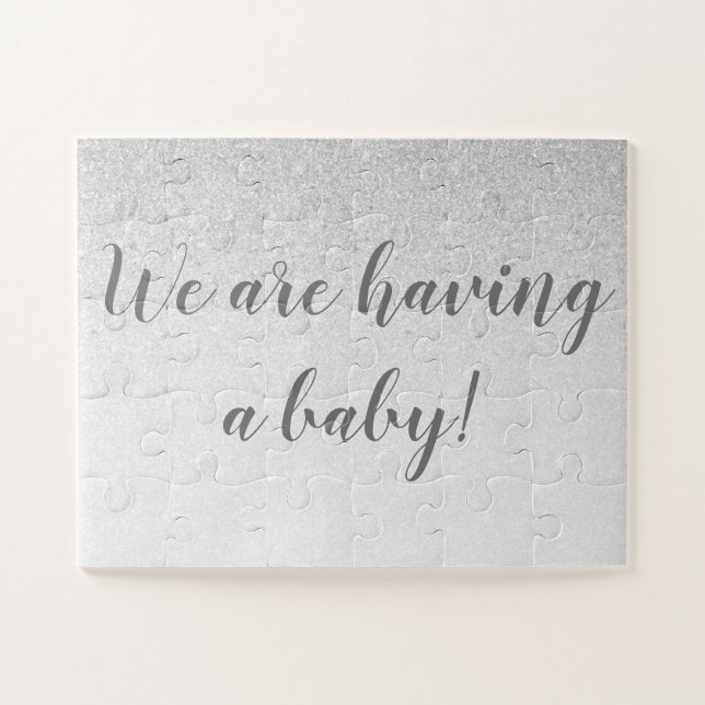Silver Glitter Pregnancy Announcement Puzzle (Horizontal)