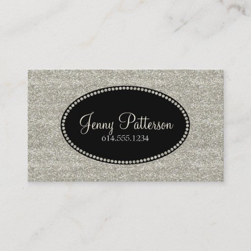 Customizable Silver Glitter Pretty Elegant Business Card