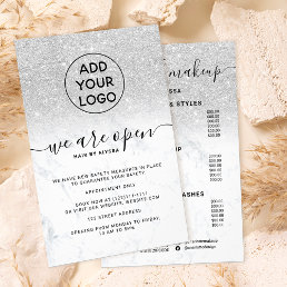 Silver glitter prices logo marble We&#39;re open Flyer