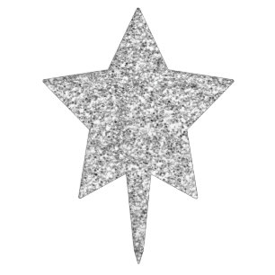 Silver Glitter Printed Cake Topper