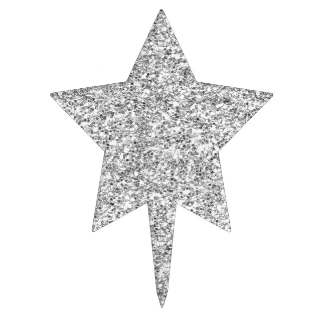 Silver Glitter Printed Cake Topper (Front)