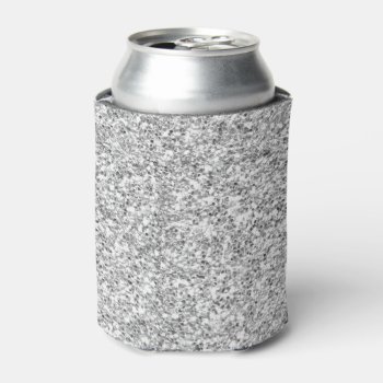 Silver Glitter Printed Can Cooler by GraphicsByMimi at Zazzle