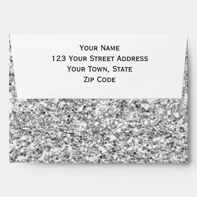 Silver Glitter Printed Envelope (Back (Top Flap))