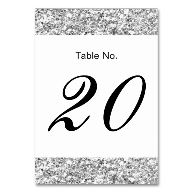 Silver Glitter Printed Table Number (Front)