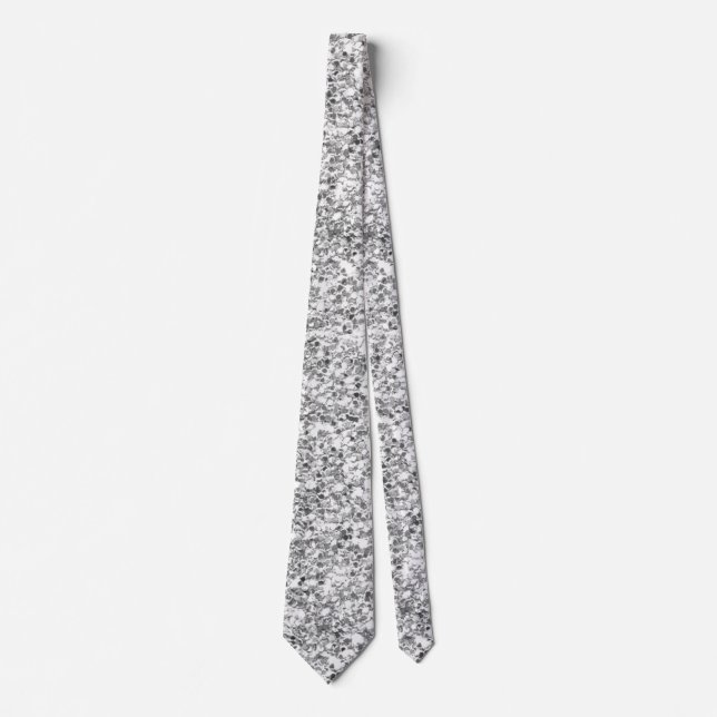 Silver Glitter Printed Tie (Front)