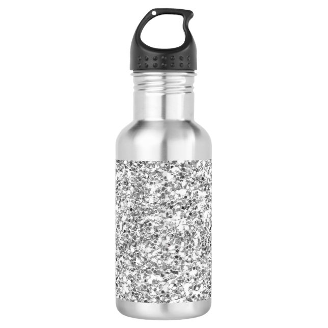 Silver Glitter Printed Water Bottle (Front)