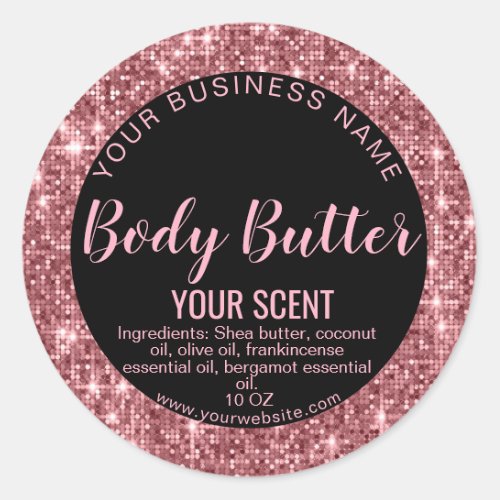 silver glitter product label body butter