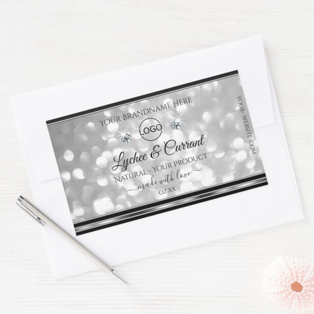 Silver Glitter Product Label Sparkle Diamonds Logo (Envelope)