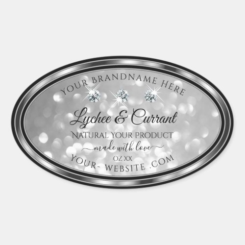 Silver Glitter Product Labels Sparkling Diamonds