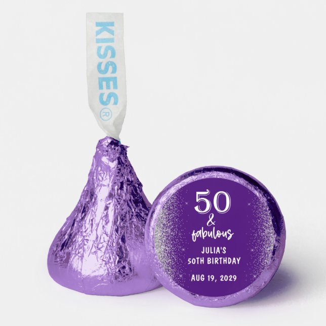 Silver Glitter Purple 50th Birthday Party Favors (Front)
