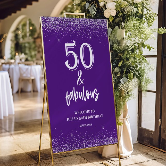  Silver Glitter Purple 50th Birthday Party  Foam Board (Creator Uploaded)