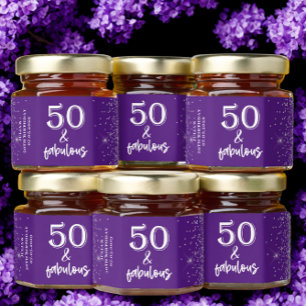 Silver Glitter Purple 50th Birthday Party  Honey Jar Favors
