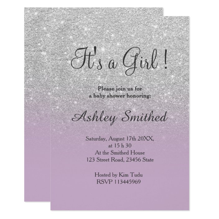 purple and silver baby shower invitations