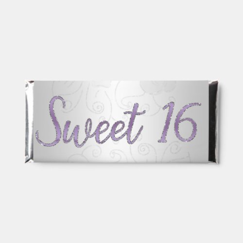 Silver Glitter Purple Sweet 16 Personalized Hershey Bar Favors