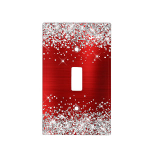 Silver Glitter Red Foil Light Switch Cover
