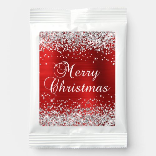 Silver Glitter Red Foil Merry Christmas Hot Chocolate Drink Mix