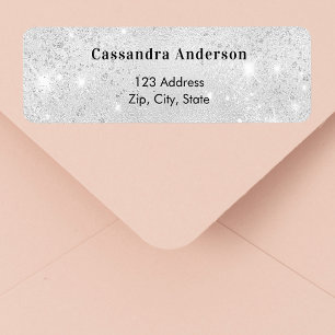 Silver glitter return address label