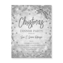 Silver Glitter Ribbon Christmas Holiday Invite