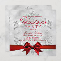 Silver Glitter & Ribbon | Xmas Holiday  Invitation