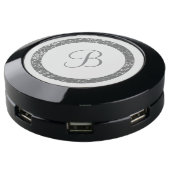 Silver Glitter Ring Custom Monogram USB Charging Station (Angled)