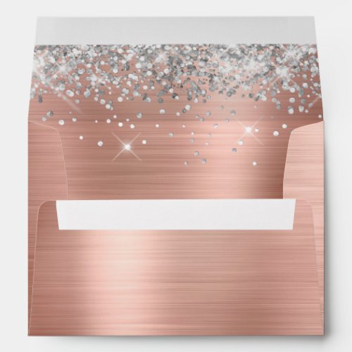 Silver Glitter Rose Gold Ombre Foil Envelope