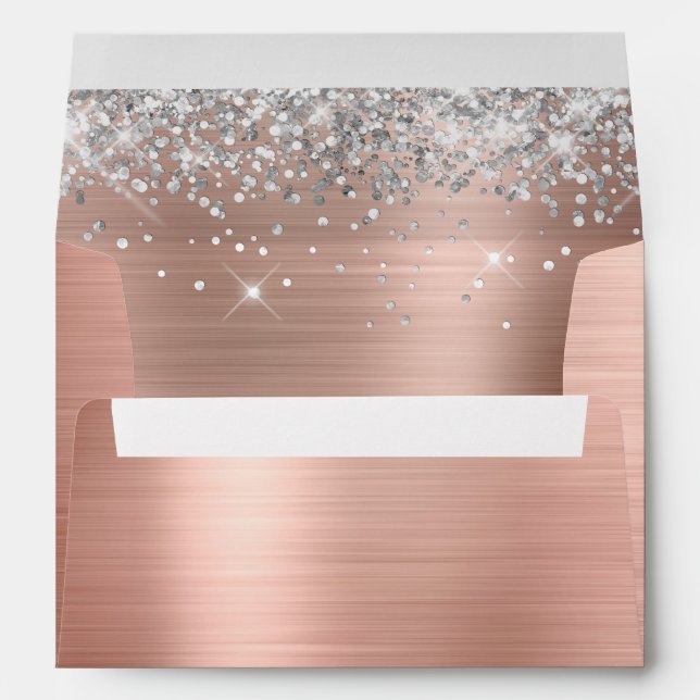 Silver Glitter Rose Gold Ombre Foil Envelope (Back (Bottom))