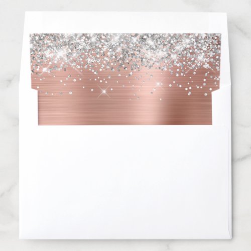 Silver Glitter Rose Gold Ombre Foil Envelope Liner