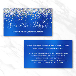 Silver Glitter Royal Blue Blur Online Store Business Card