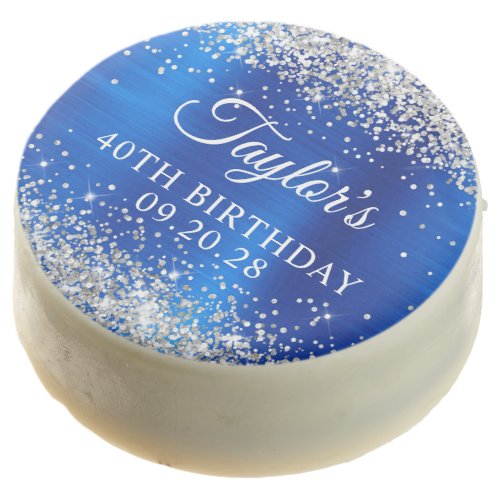 Silver Glitter Royal Blue Foil 40th Birthday Chocolate Covered Oreo