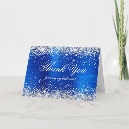 Silver Glitter Royal Blue Foil Bridesmaid