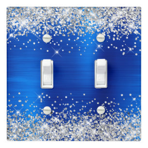 Silver Glitter Royal Blue Foil Light Switch Cover