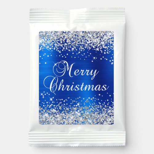 Silver Glitter Royal Blue Foil Merry Christmas Hot Chocolate Drink Mix