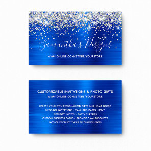 Silver Glitter Royal Blue Foil Online Store Business Card