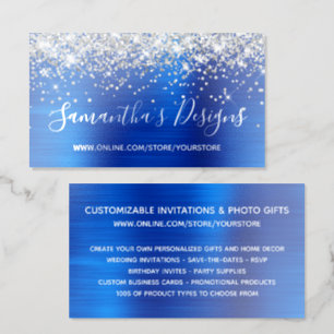 Silver Glitter Royal Blue Online Store Foil Business Cards