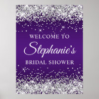 Silver Glitter Royal Purple Bridal Shower Welcome