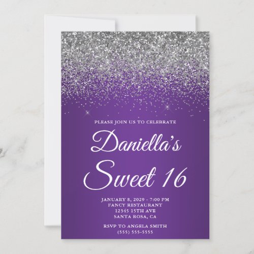 Silver Glitter Royal Purple Gradient Sweet 16