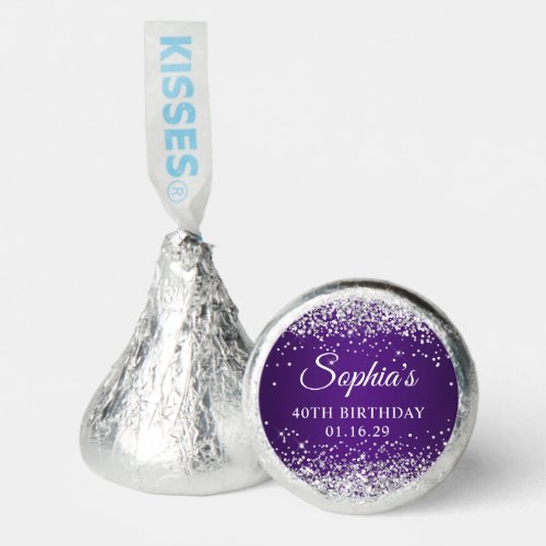 Silver Glitter Royal Purple Ombre 40th Birthday Hersheys Kisses