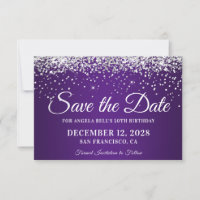 Silver Glitter Royal Purple Ombre 50th Birthday