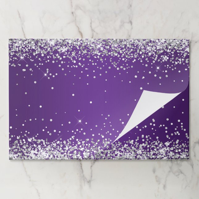 Silver Glitter Royal Purple Ombre Paper Pad (Folded)